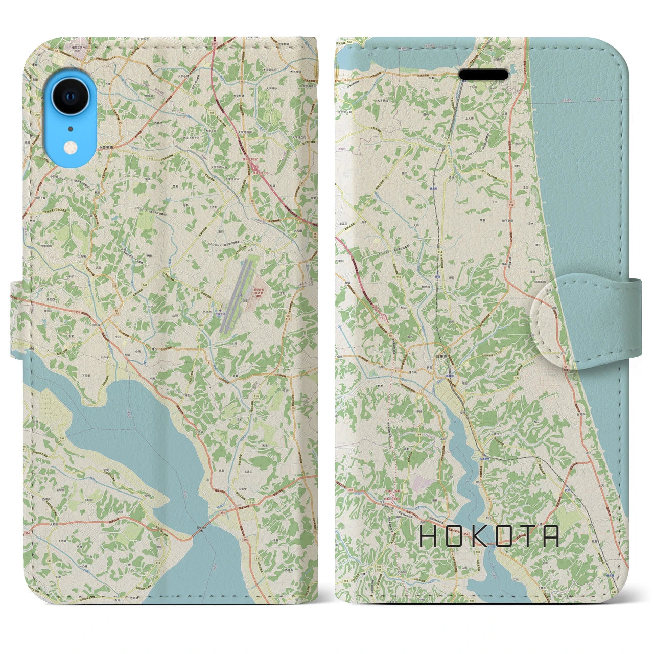【鉾田】地図柄iPhoneケース（手帳両面タイプ・ナチュラル）iPhone XR 用
