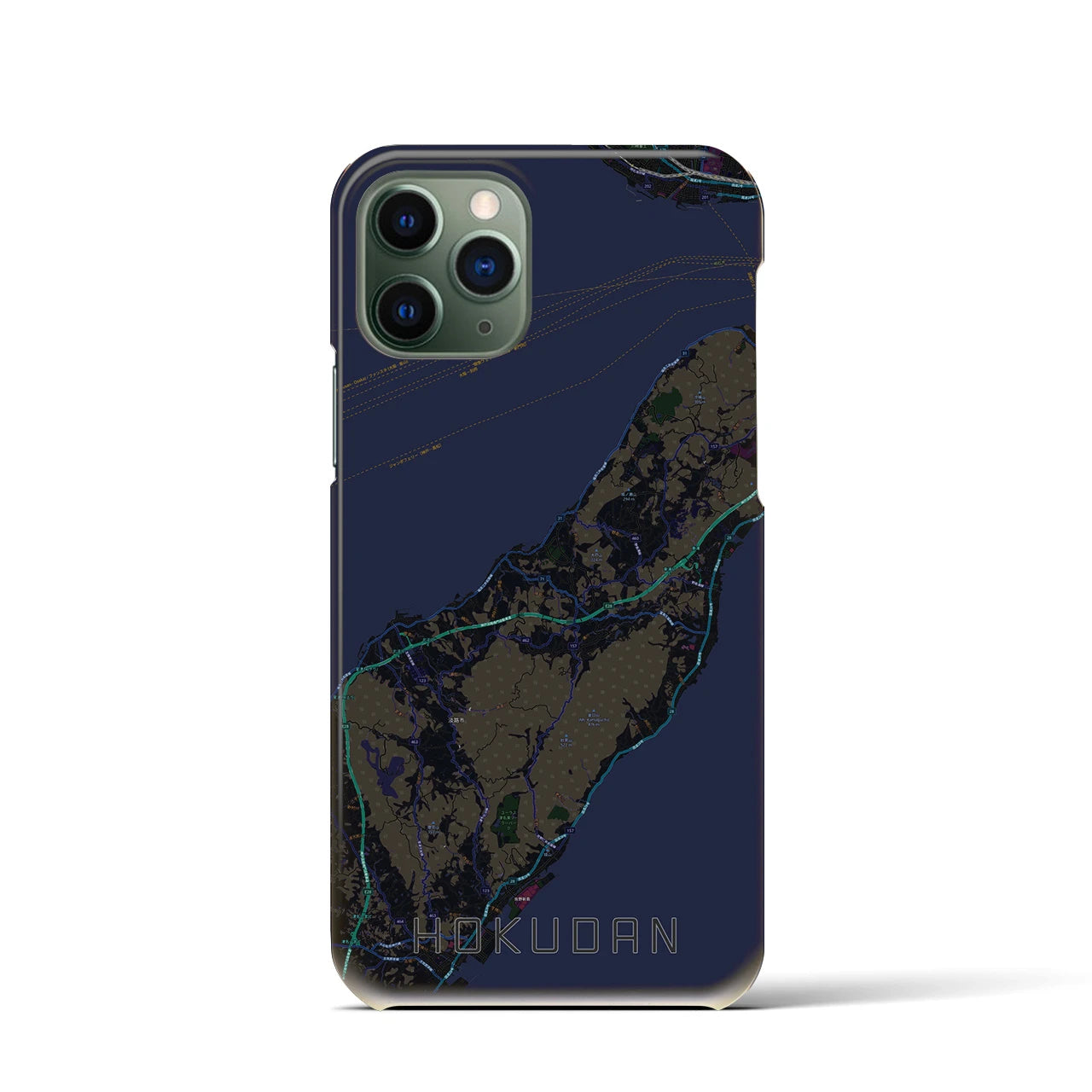 【北淡】地図柄iPhoneケース（バックカバータイプ・ブラック）iPhone 11 Pro 用