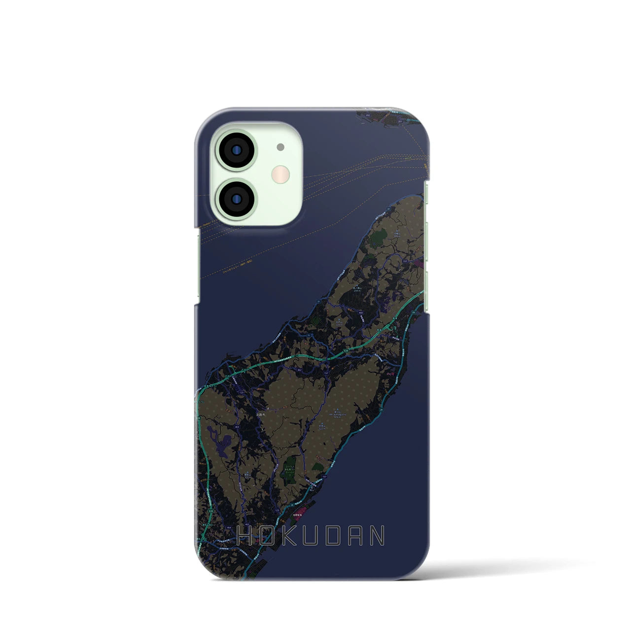 【北淡】地図柄iPhoneケース（バックカバータイプ・ブラック）iPhone 12 mini 用