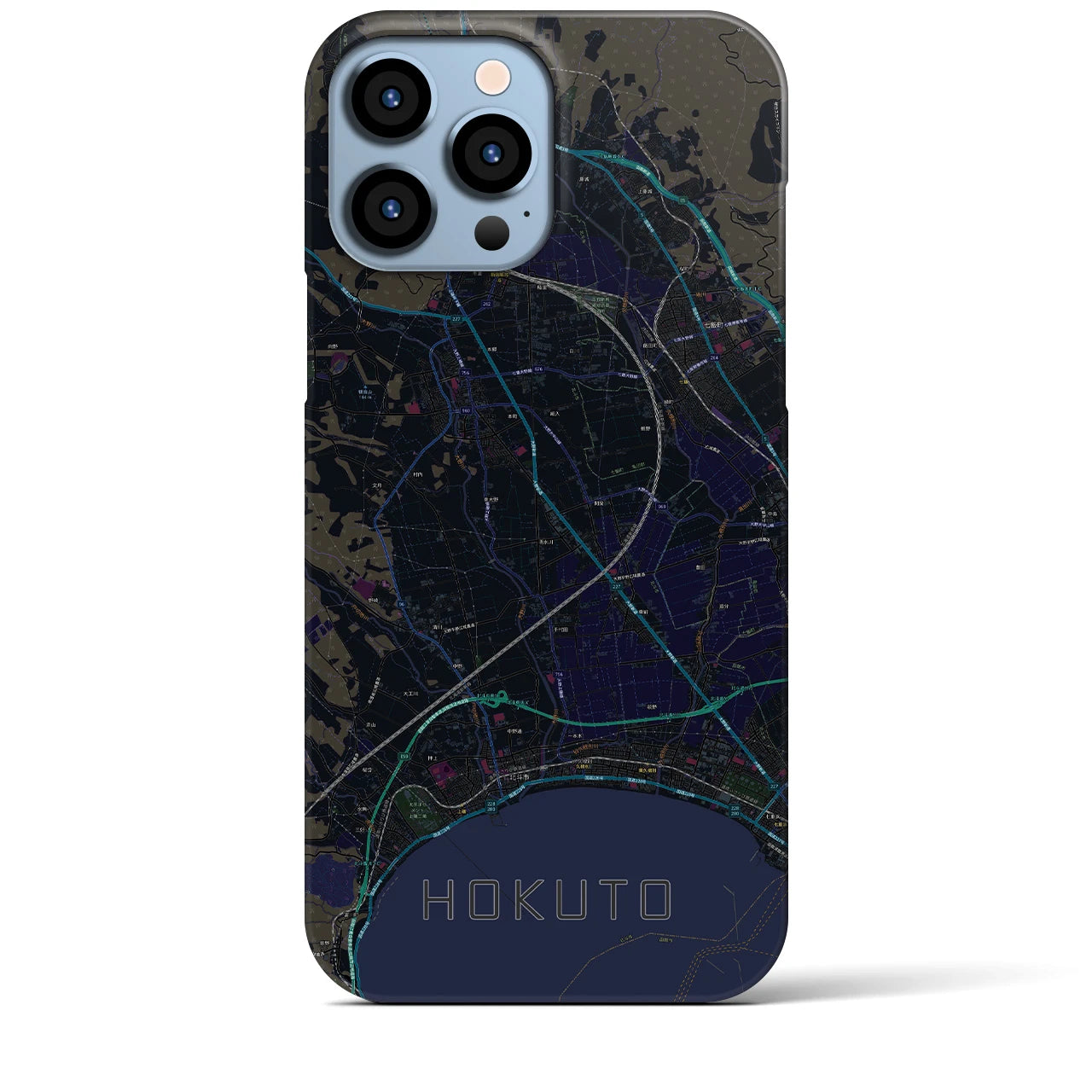 【北斗】地図柄iPhoneケース（バックカバータイプ・ブラック）iPhone 13 Pro Max 用
