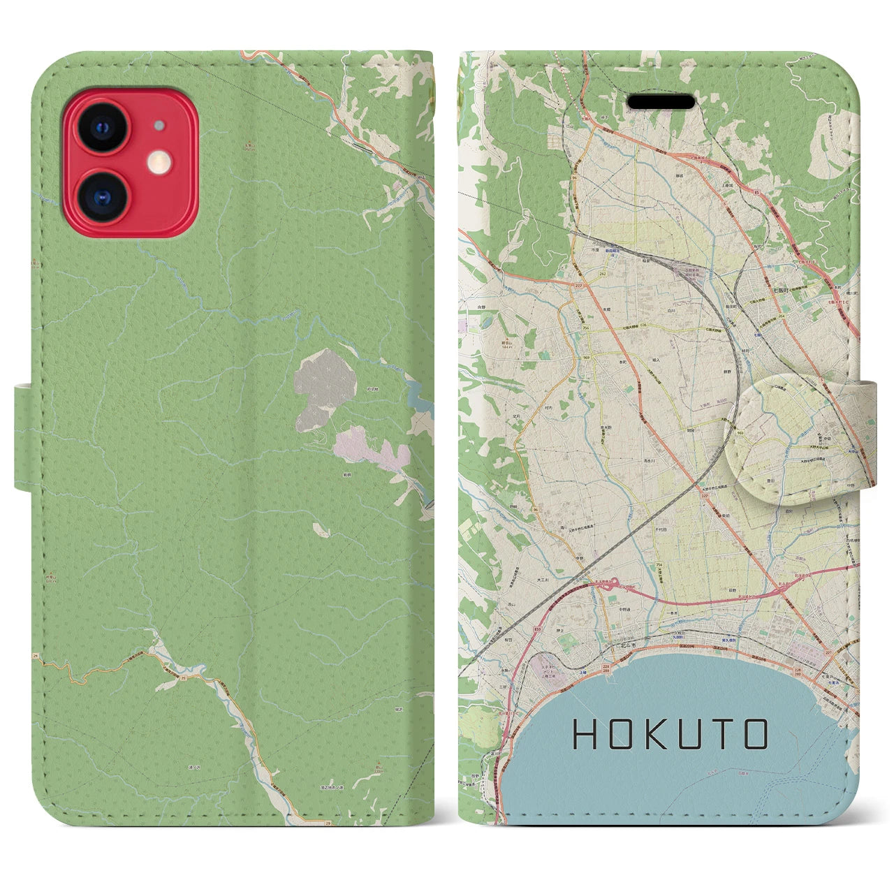 【北斗】地図柄iPhoneケース（手帳両面タイプ・ナチュラル）iPhone 11 用