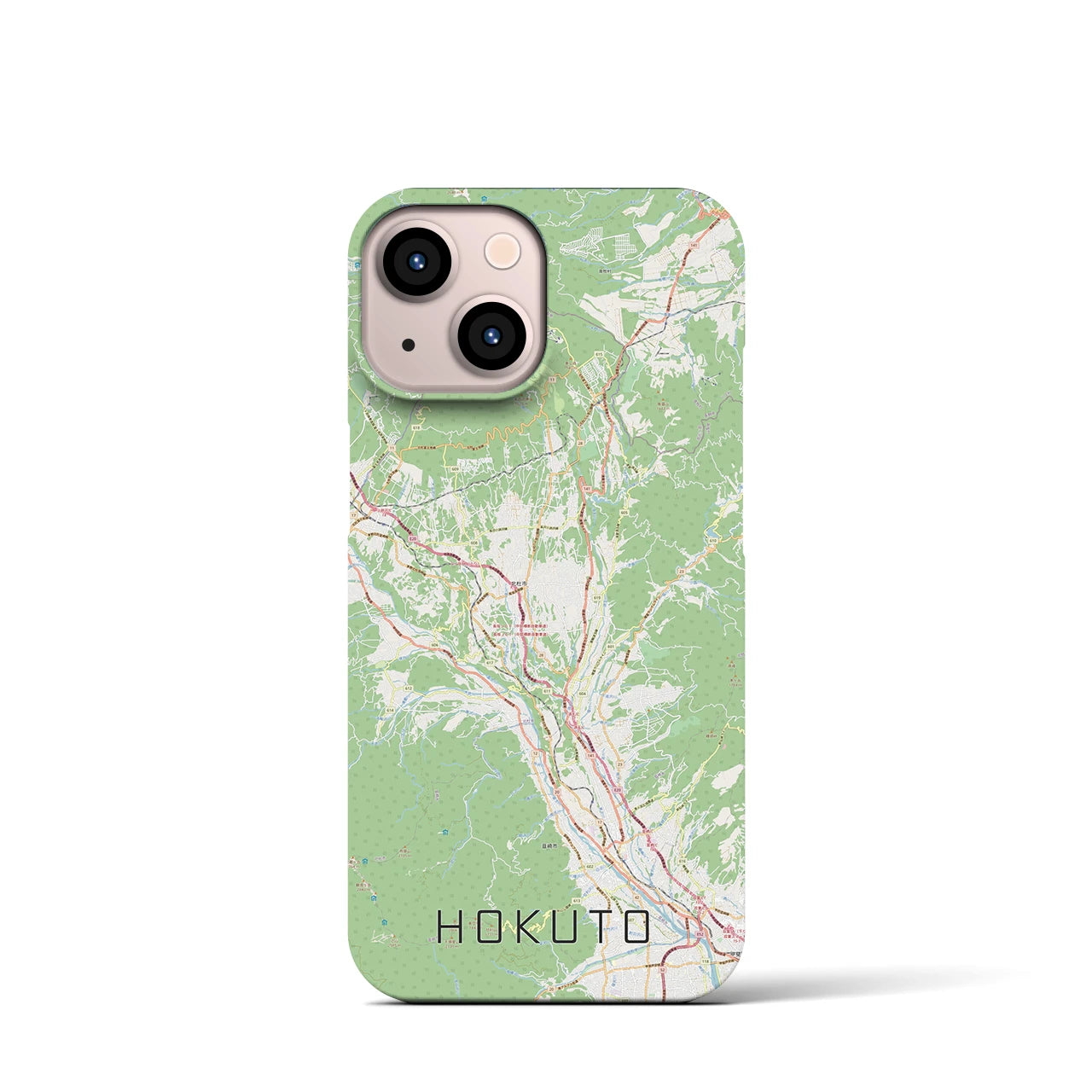 【北杜】地図柄iPhoneケース（バックカバータイプ・ナチュラル）iPhone 13 mini 用