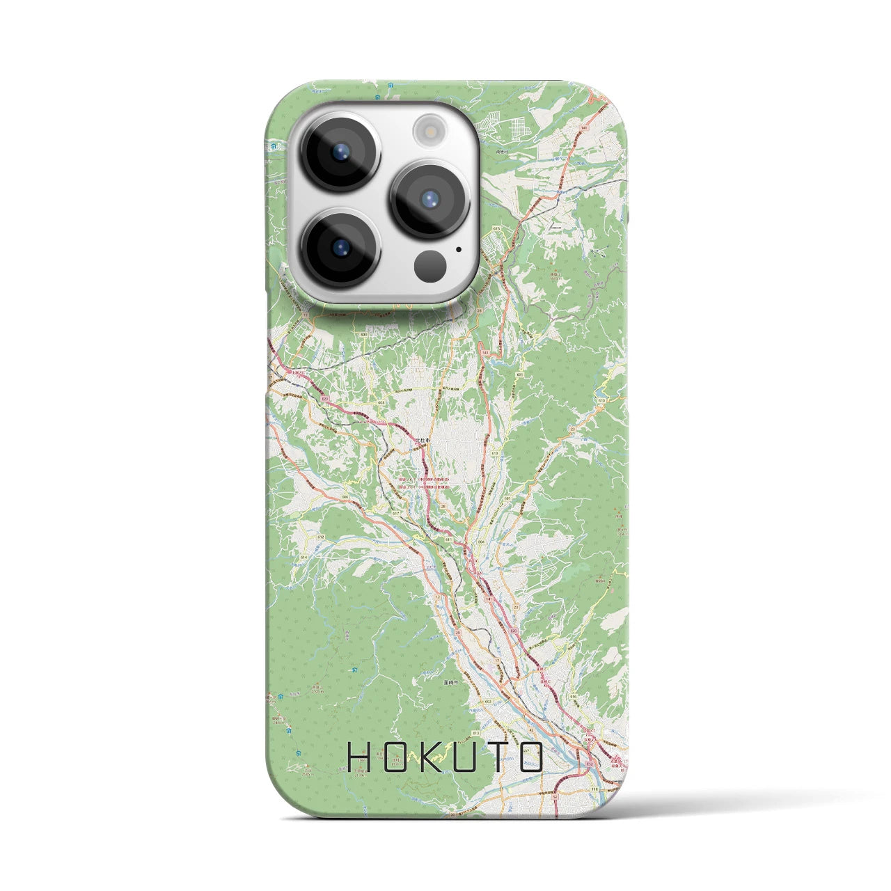 【北杜】地図柄iPhoneケース（バックカバータイプ・ナチュラル）iPhone 14 Pro 用