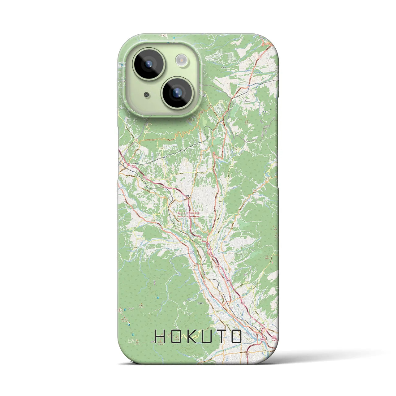【北杜】地図柄iPhoneケース（バックカバータイプ・ナチュラル）iPhone 15 用