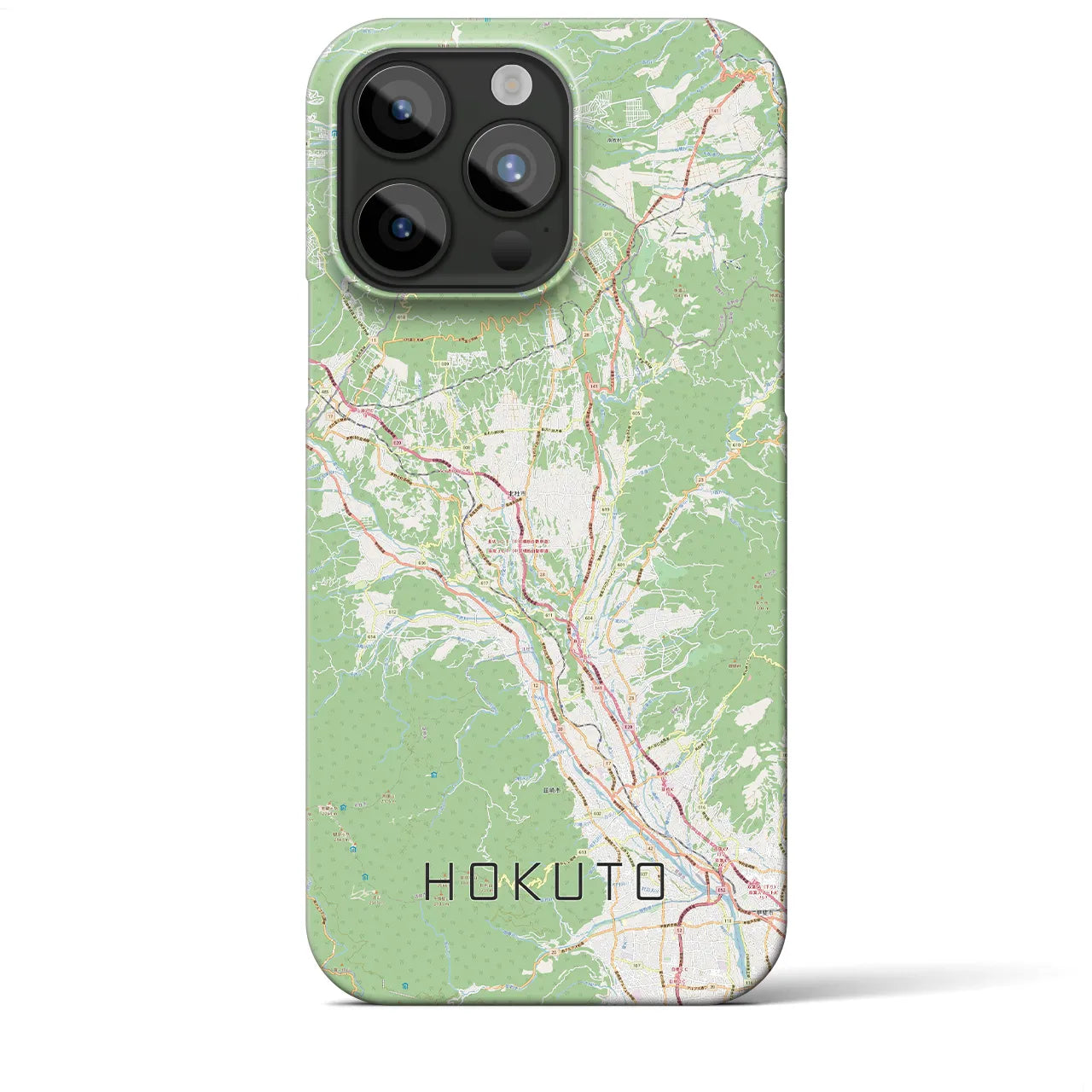 【北杜】地図柄iPhoneケース（バックカバータイプ・ナチュラル）iPhone 15 Pro Max 用