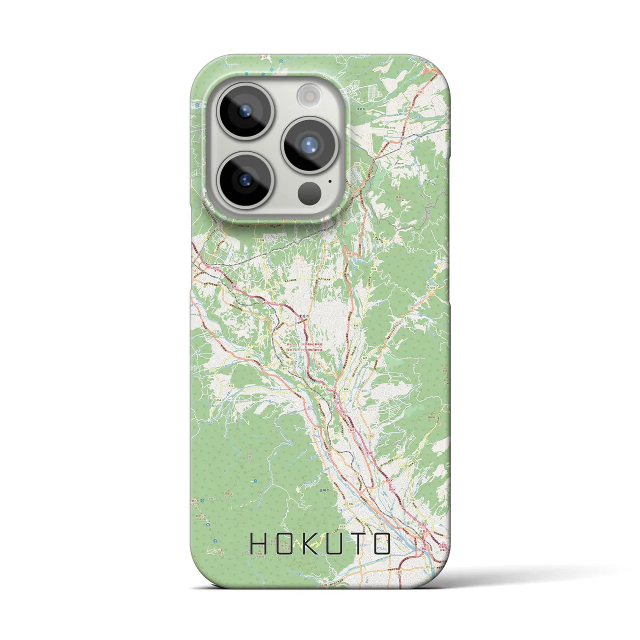 【北杜】地図柄iPhoneケース（バックカバータイプ・ナチュラル）iPhone 15 Pro 用