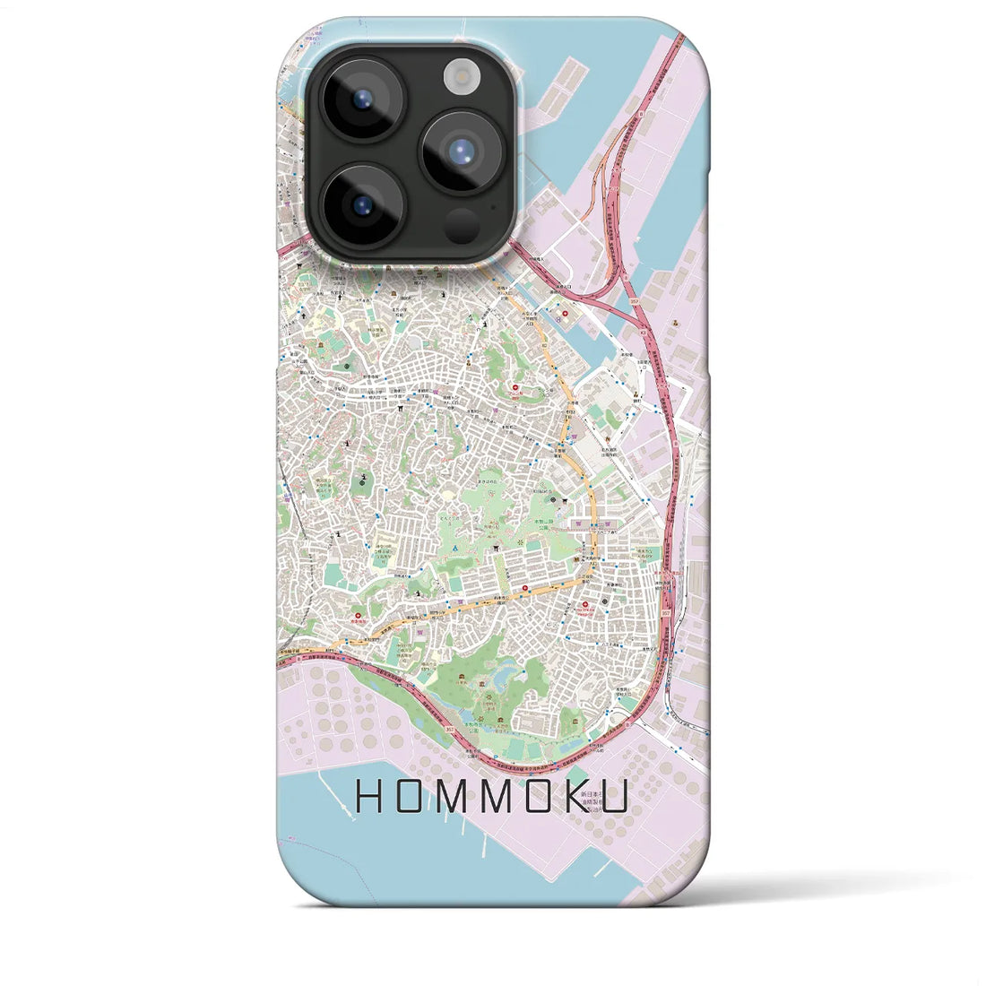 【本牧】地図柄iPhoneケース（バックカバータイプ・ナチュラル）iPhone 15 Pro Max 用