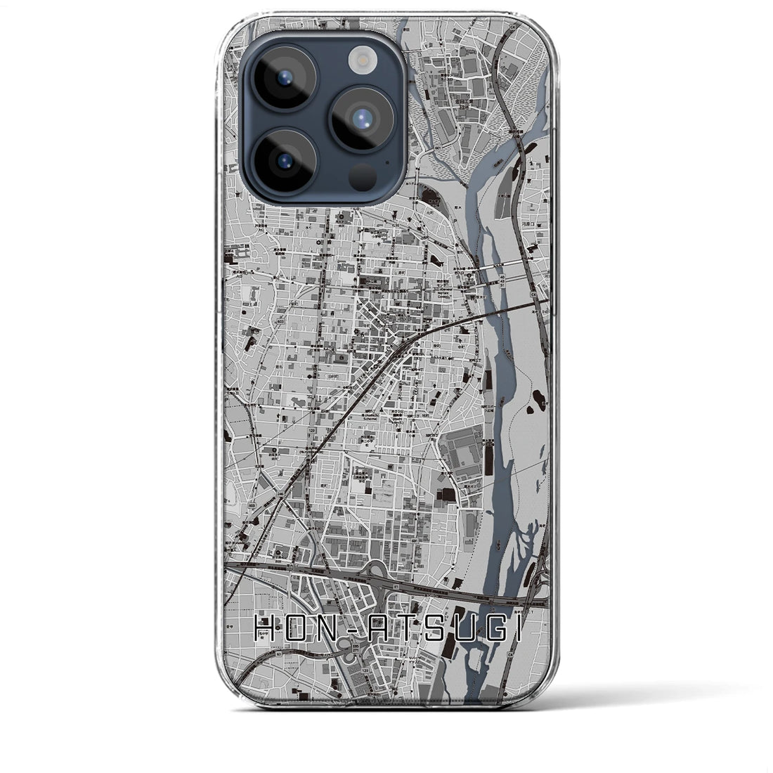 【本厚木】地図柄iPhoneケース（クリアタイプ・モノトーン）iPhone 15 Pro Max 用