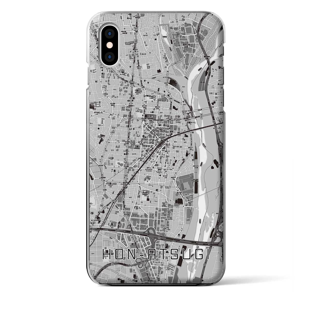 【本厚木】地図柄iPhoneケース（クリアタイプ・モノトーン）iPhone XS Max 用