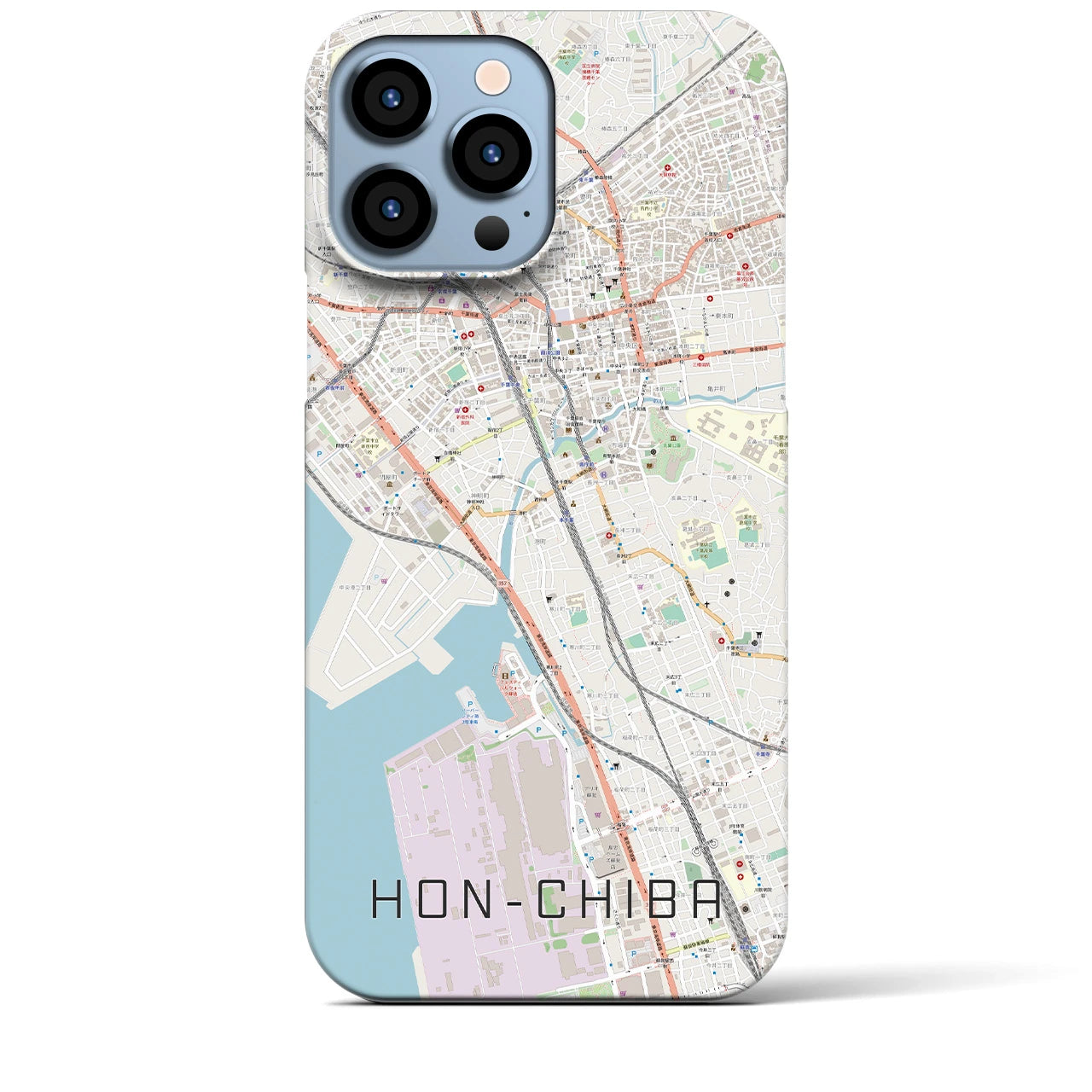 【本千葉】地図柄iPhoneケース（バックカバータイプ・ナチュラル）iPhone 13 Pro Max 用