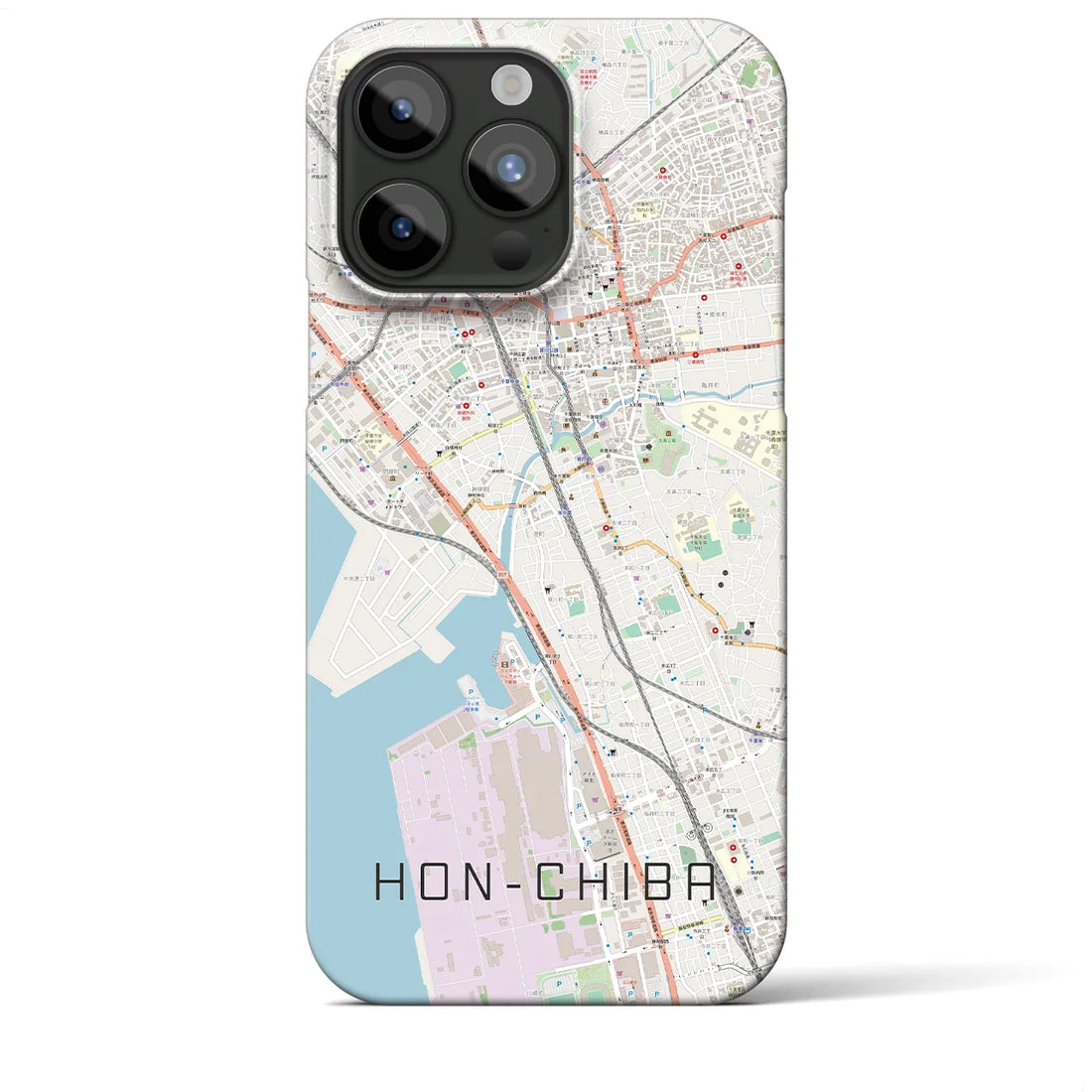 【本千葉】地図柄iPhoneケース（バックカバータイプ・ナチュラル）iPhone 15 Pro Max 用