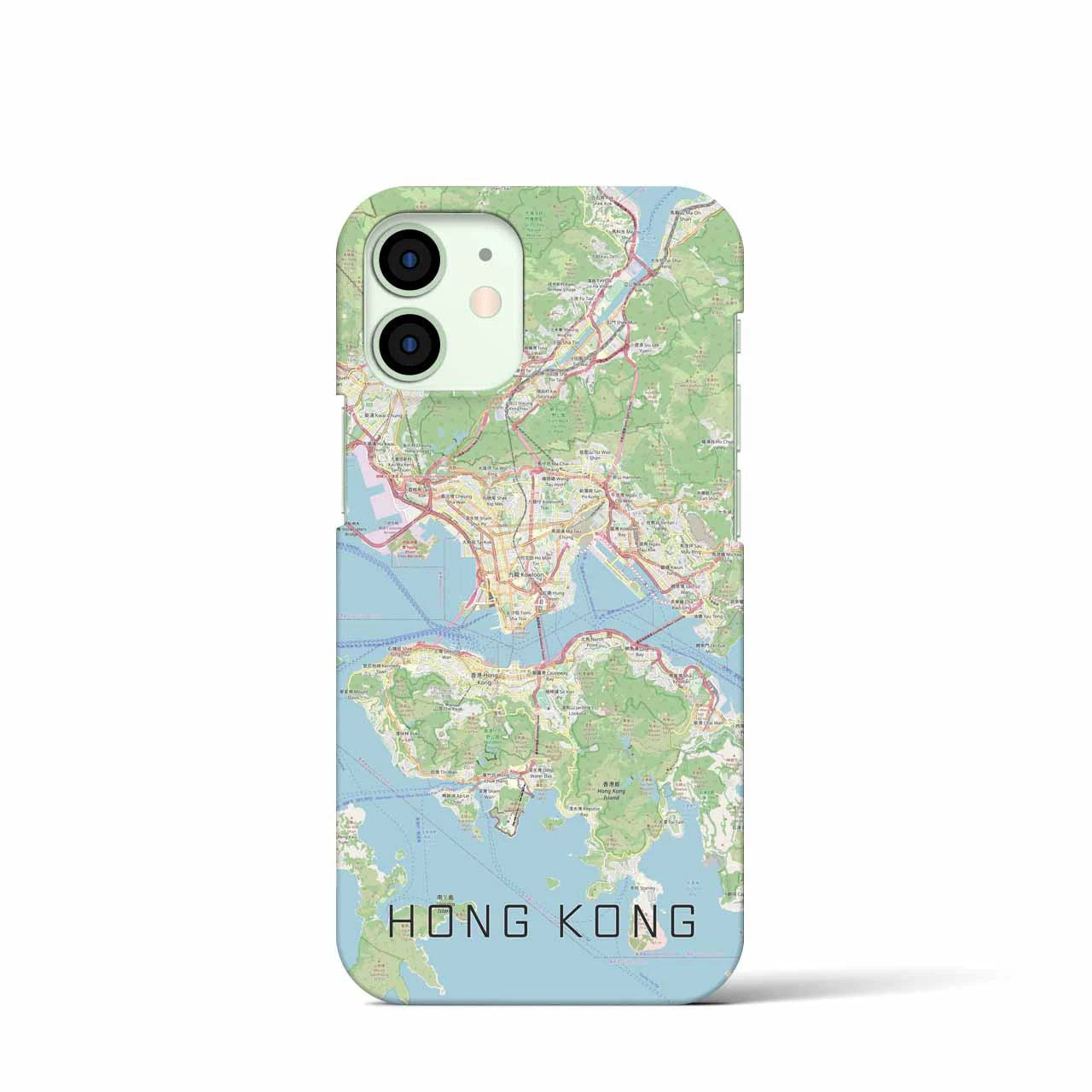 【香港】地図柄iPhoneケース（バックカバータイプ・ナチュラル）iPhone 12 mini 用