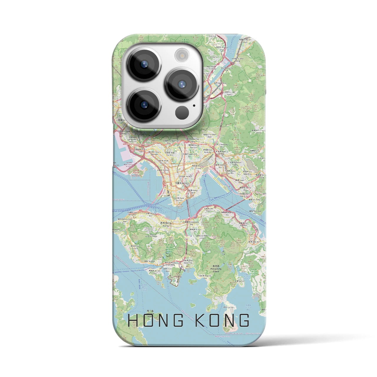 【香港】地図柄iPhoneケース（バックカバータイプ・ナチュラル）iPhone 14 Pro 用
