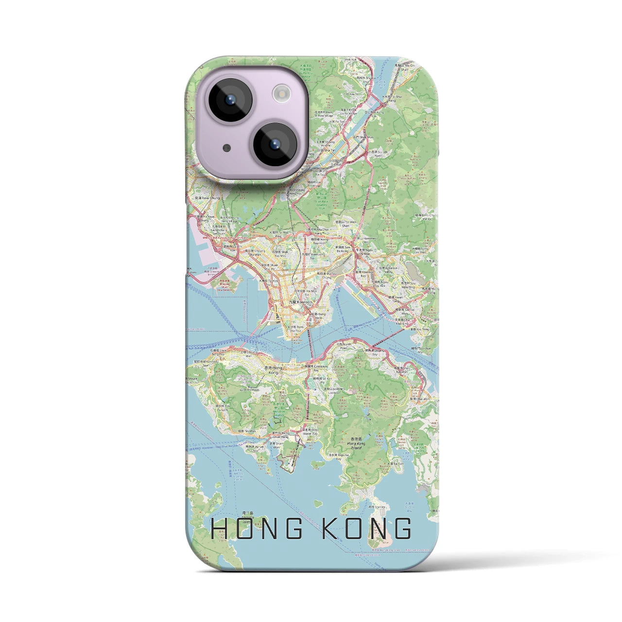 【香港】地図柄iPhoneケース（バックカバータイプ・ナチュラル）iPhone 14 用
