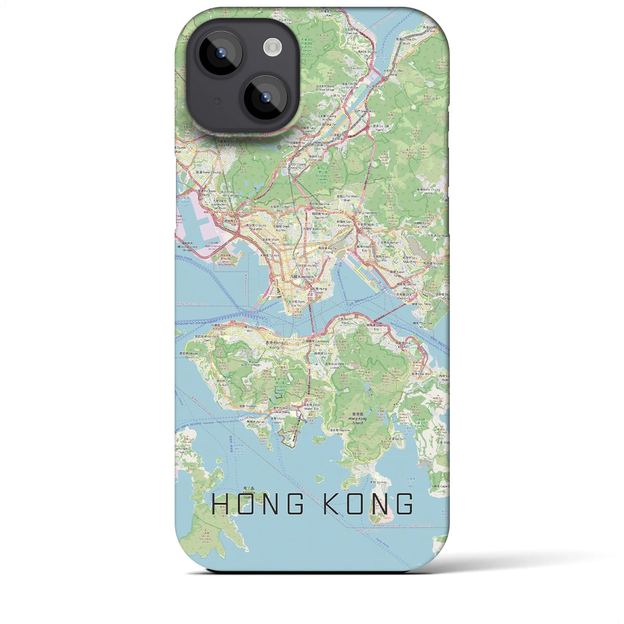 【香港】地図柄iPhoneケース（バックカバータイプ・ナチュラル）iPhone 14 Plus 用