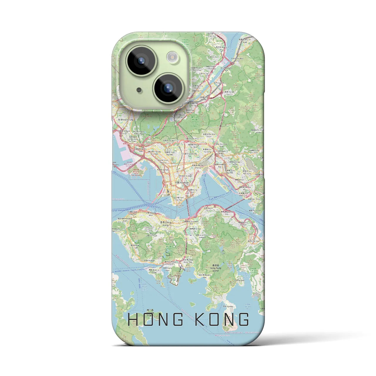 【香港】地図柄iPhoneケース（バックカバータイプ・ナチュラル）iPhone 15 用