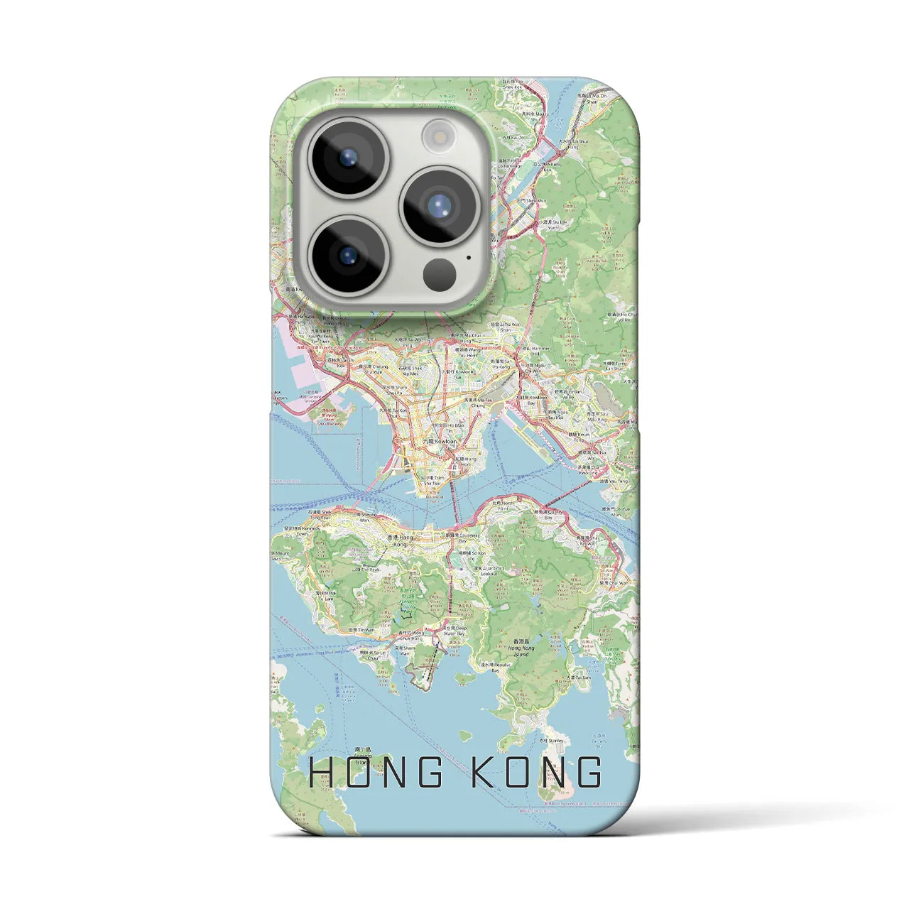 【香港】地図柄iPhoneケース（バックカバータイプ・ナチュラル）iPhone 15 Pro 用