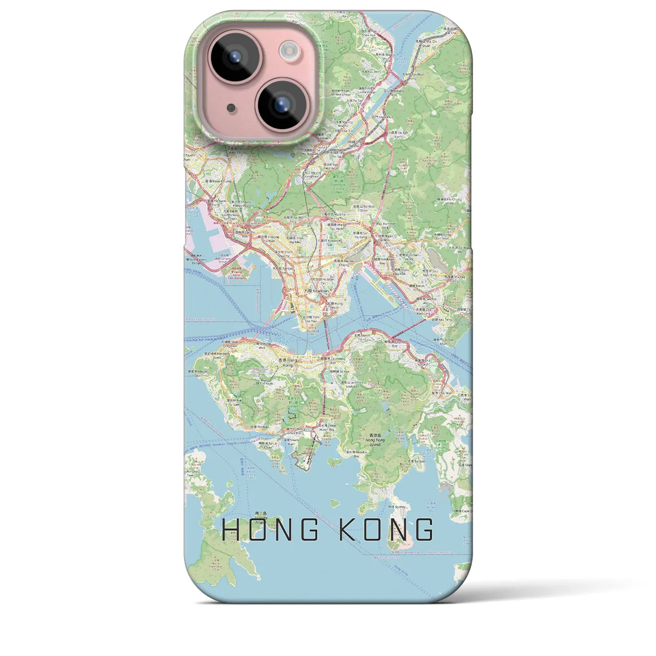 【香港】地図柄iPhoneケース（バックカバータイプ・ナチュラル）iPhone 15 Plus 用