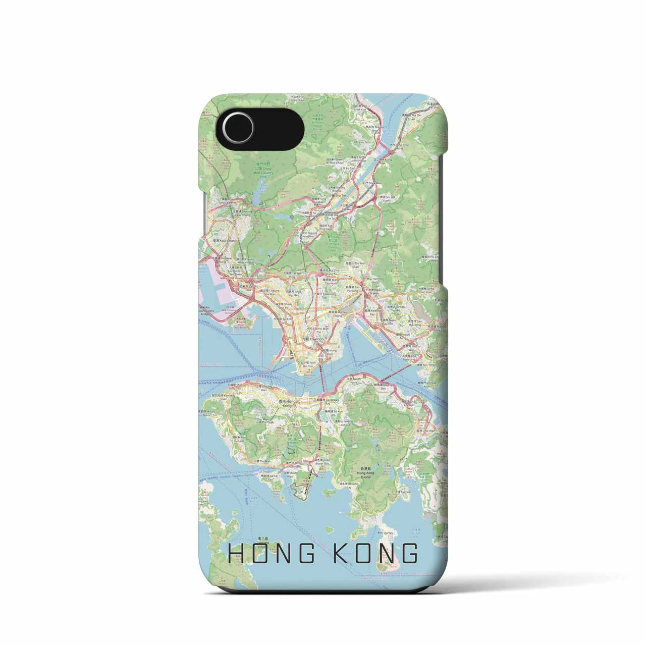 【香港】地図柄iPhoneケース（バックカバータイプ・ナチュラル）iPhone SE（第3 / 第2世代） / 8 / 7 / 6s / 6 用