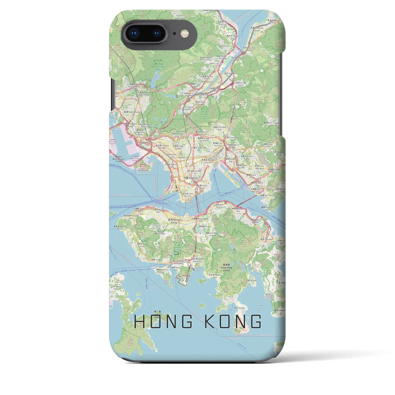 【香港】地図柄iPhoneケース（バックカバータイプ・ナチュラル）iPhone 8Plus /7Plus / 6sPlus / 6Plus 用