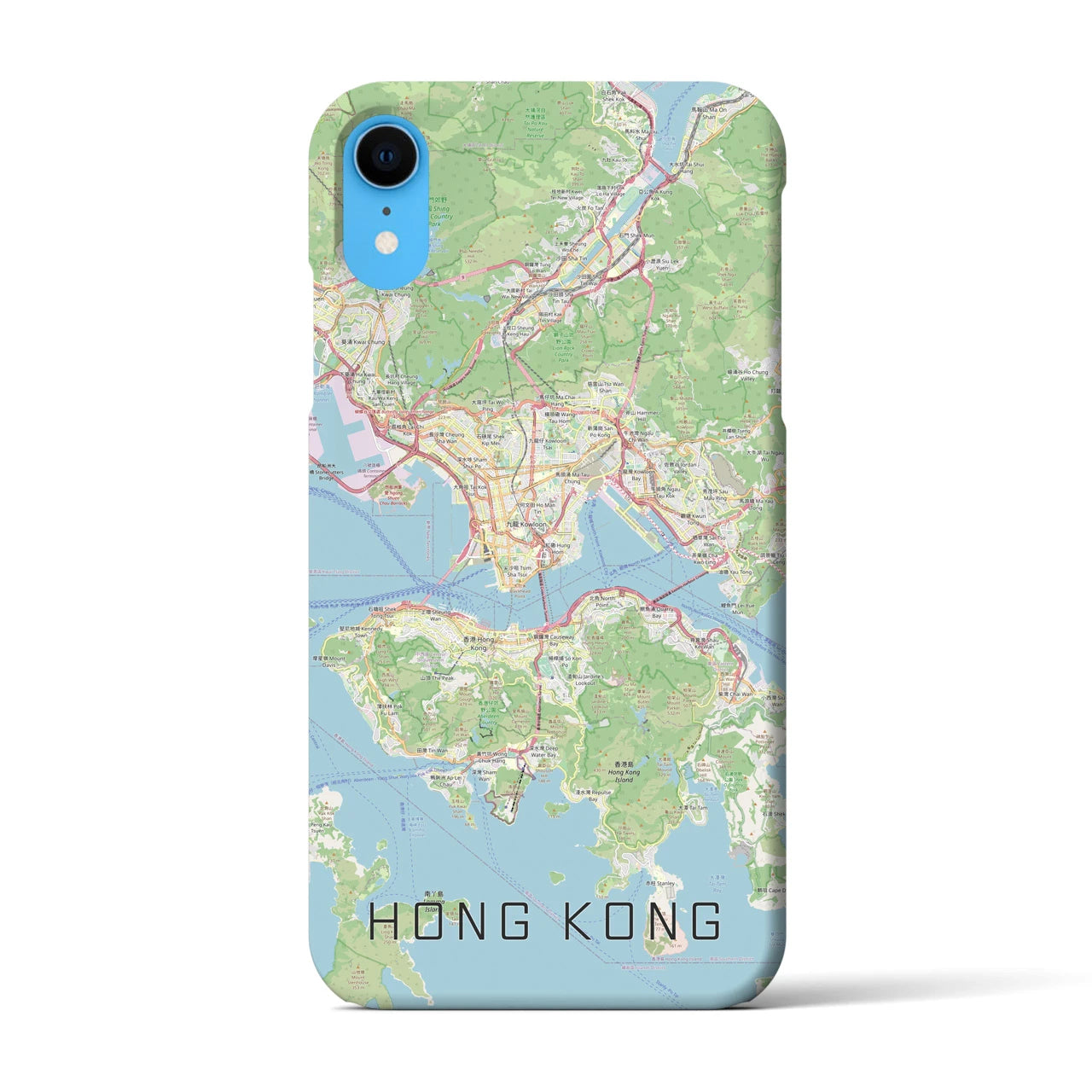 【香港】地図柄iPhoneケース（バックカバータイプ・ナチュラル）iPhone XR 用