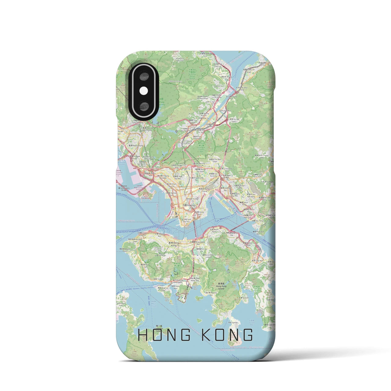【香港】地図柄iPhoneケース（バックカバータイプ・ナチュラル）iPhone XS / X 用