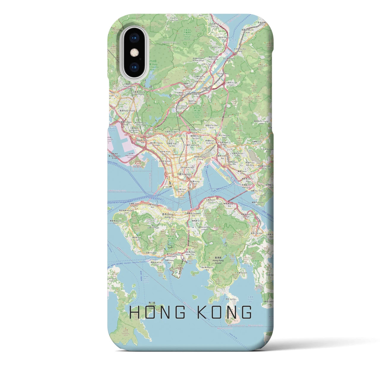 【香港】地図柄iPhoneケース（バックカバータイプ・ナチュラル）iPhone XS Max 用