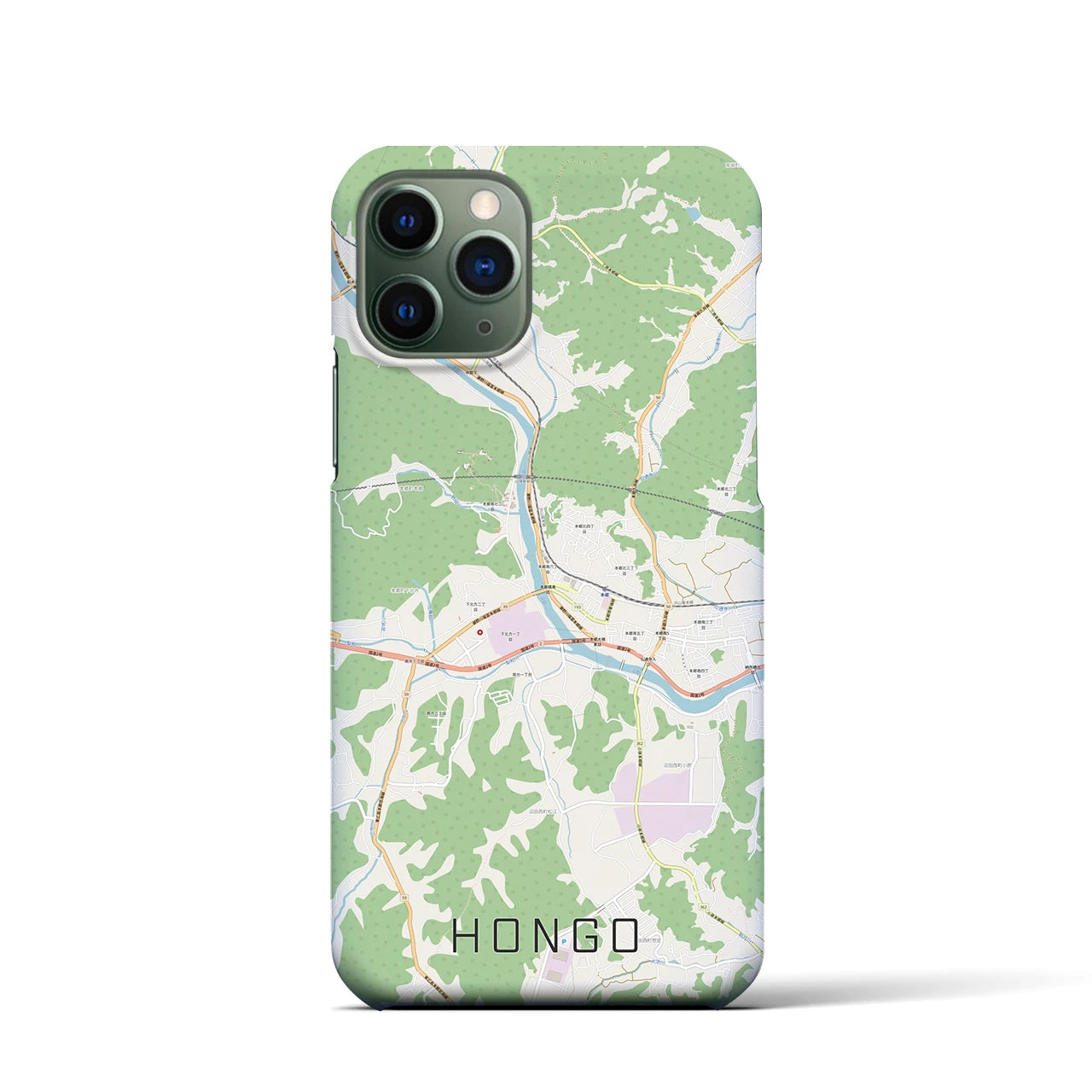 【本郷（広島県）】地図柄iPhoneケース（バックカバータイプ・ナチュラル）iPhone 11 Pro 用