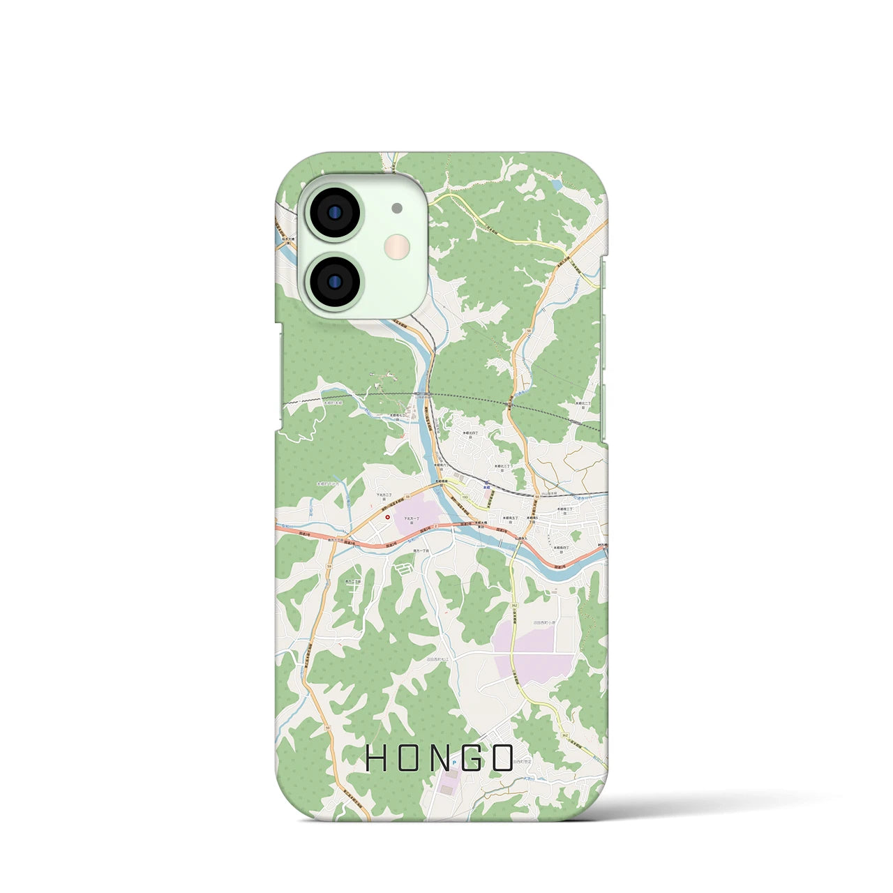 【本郷（広島県）】地図柄iPhoneケース（バックカバータイプ・ナチュラル）iPhone 12 mini 用
