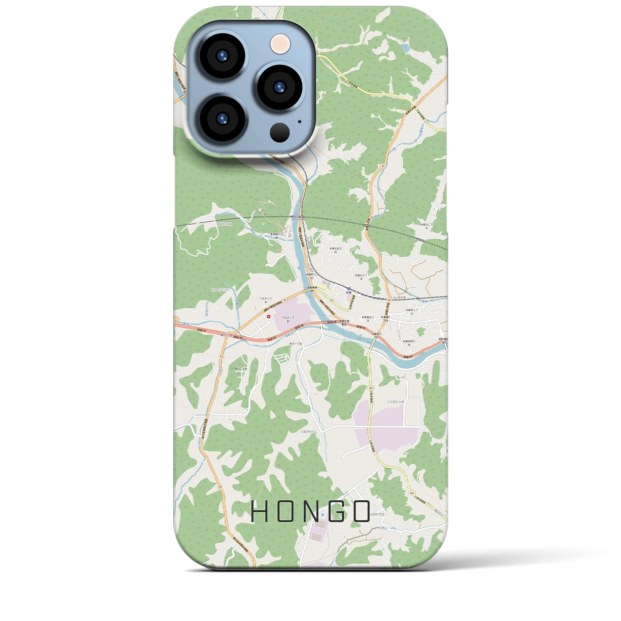 【本郷（広島県）】地図柄iPhoneケース（バックカバータイプ・ナチュラル）iPhone 13 Pro Max 用