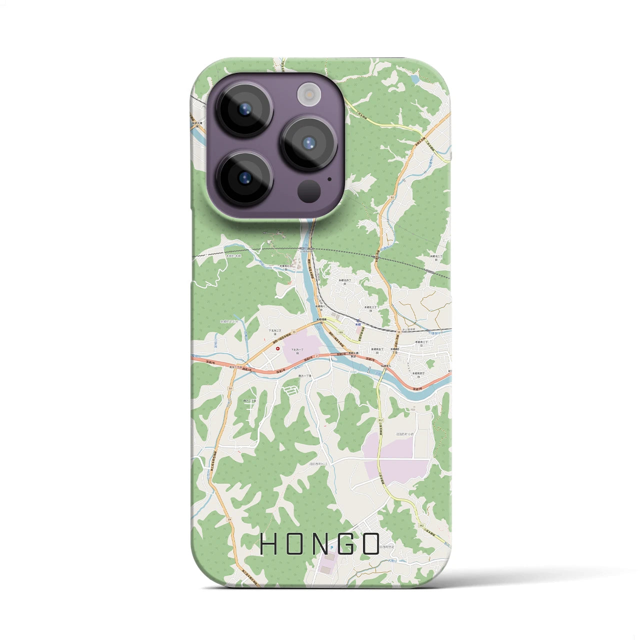 【本郷（広島県）】地図柄iPhoneケース（バックカバータイプ・ナチュラル）iPhone 14 Pro 用