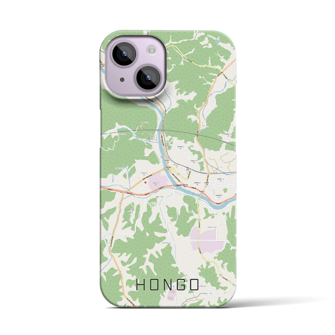 【本郷（広島県）】地図柄iPhoneケース（バックカバータイプ・ナチュラル）iPhone 14 用