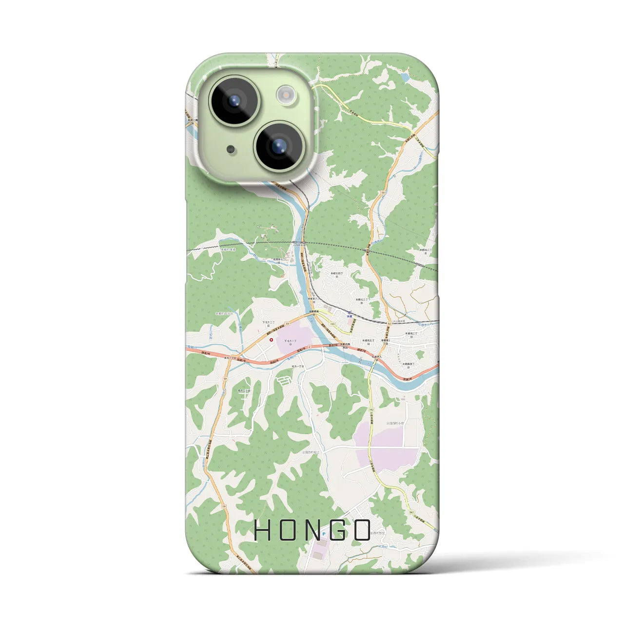【本郷（広島県）】地図柄iPhoneケース（バックカバータイプ・ナチュラル）iPhone 15 用