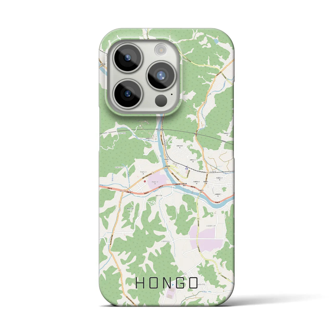 【本郷（広島県）】地図柄iPhoneケース（バックカバータイプ・ナチュラル）iPhone 15 Pro 用
