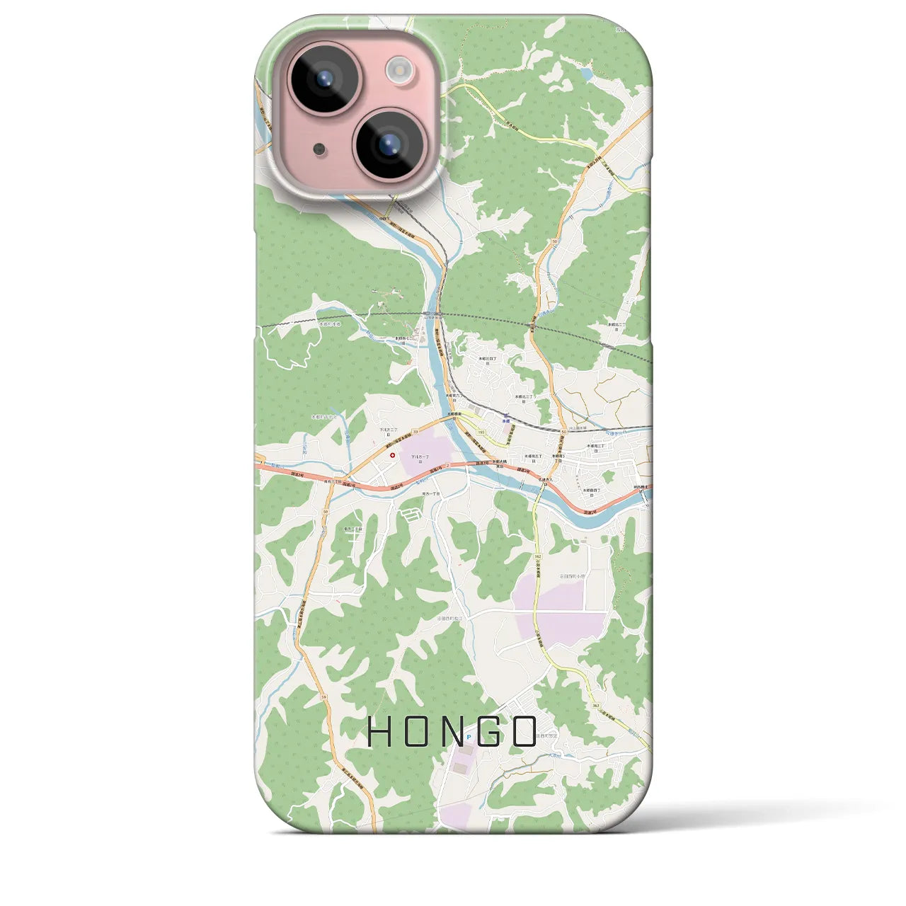 【本郷（広島県）】地図柄iPhoneケース（バックカバータイプ・ナチュラル）iPhone 15 Plus 用