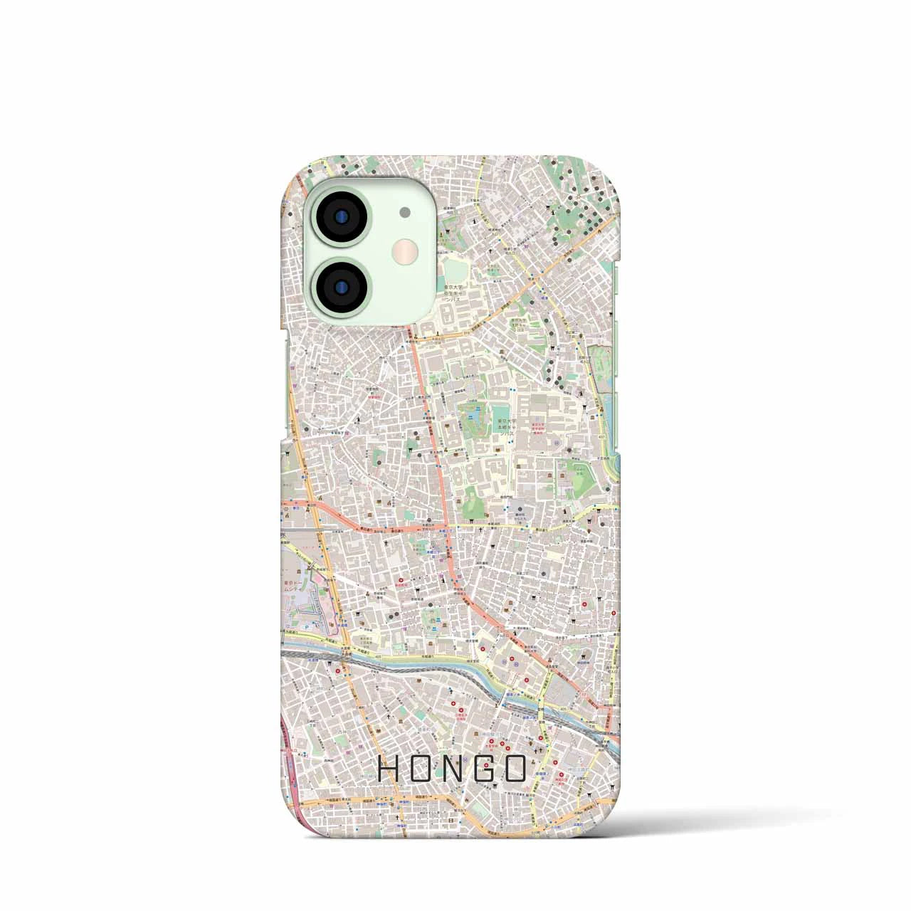 【本郷】地図柄iPhoneケース（バックカバータイプ・ナチュラル）iPhone 12 mini 用