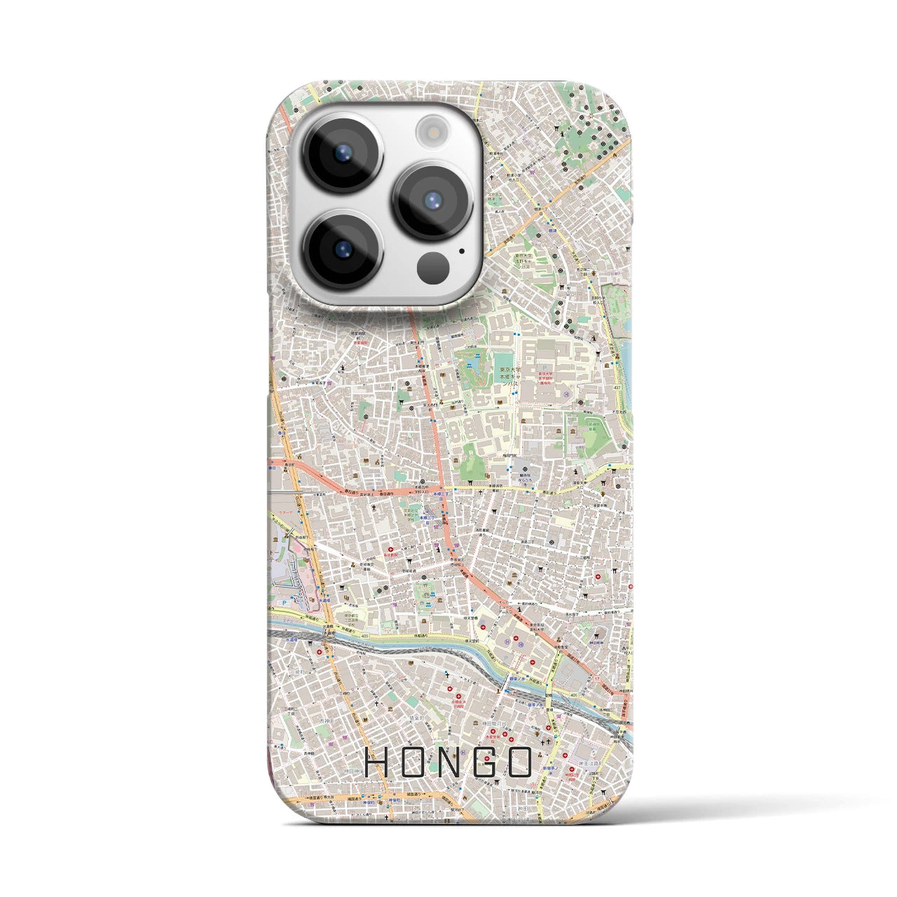 【本郷】地図柄iPhoneケース（バックカバータイプ・ナチュラル）iPhone 14 Pro 用