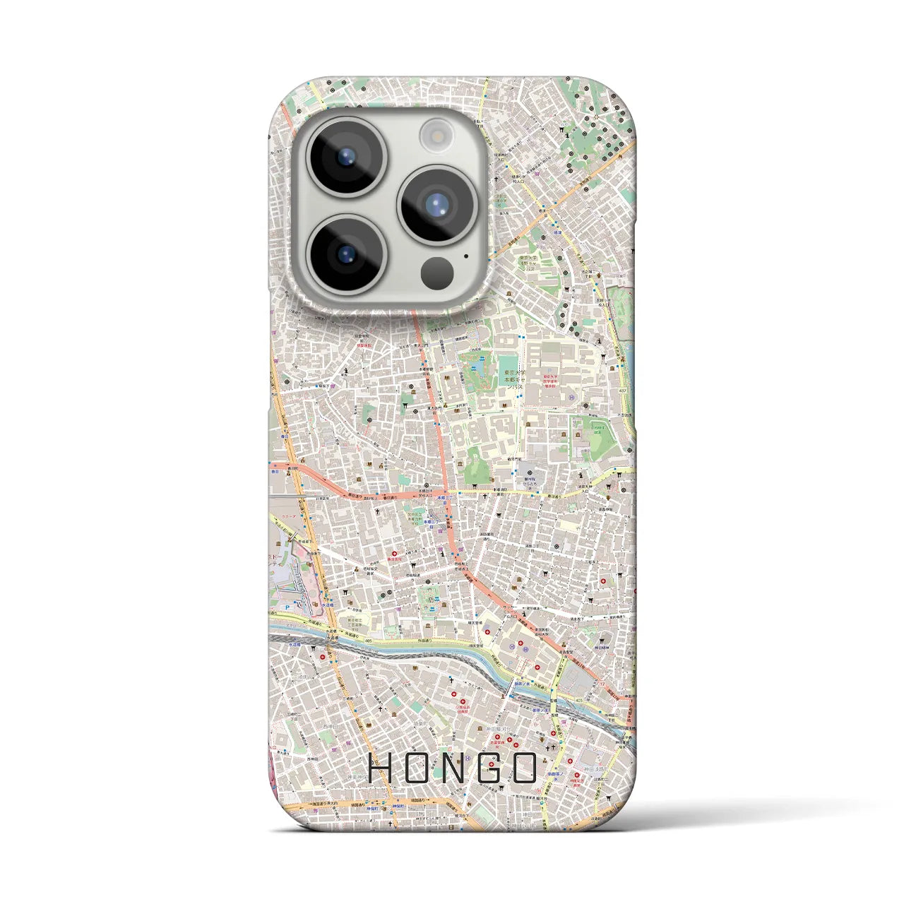 【本郷】地図柄iPhoneケース（バックカバータイプ・ナチュラル）iPhone 15 Pro 用