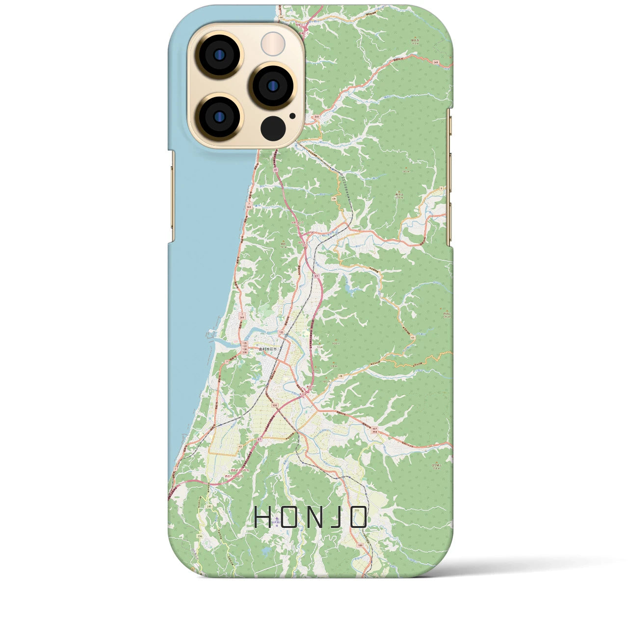 【本荘】地図柄iPhoneケース（バックカバータイプ・ナチュラル）iPhone 12 Pro Max 用