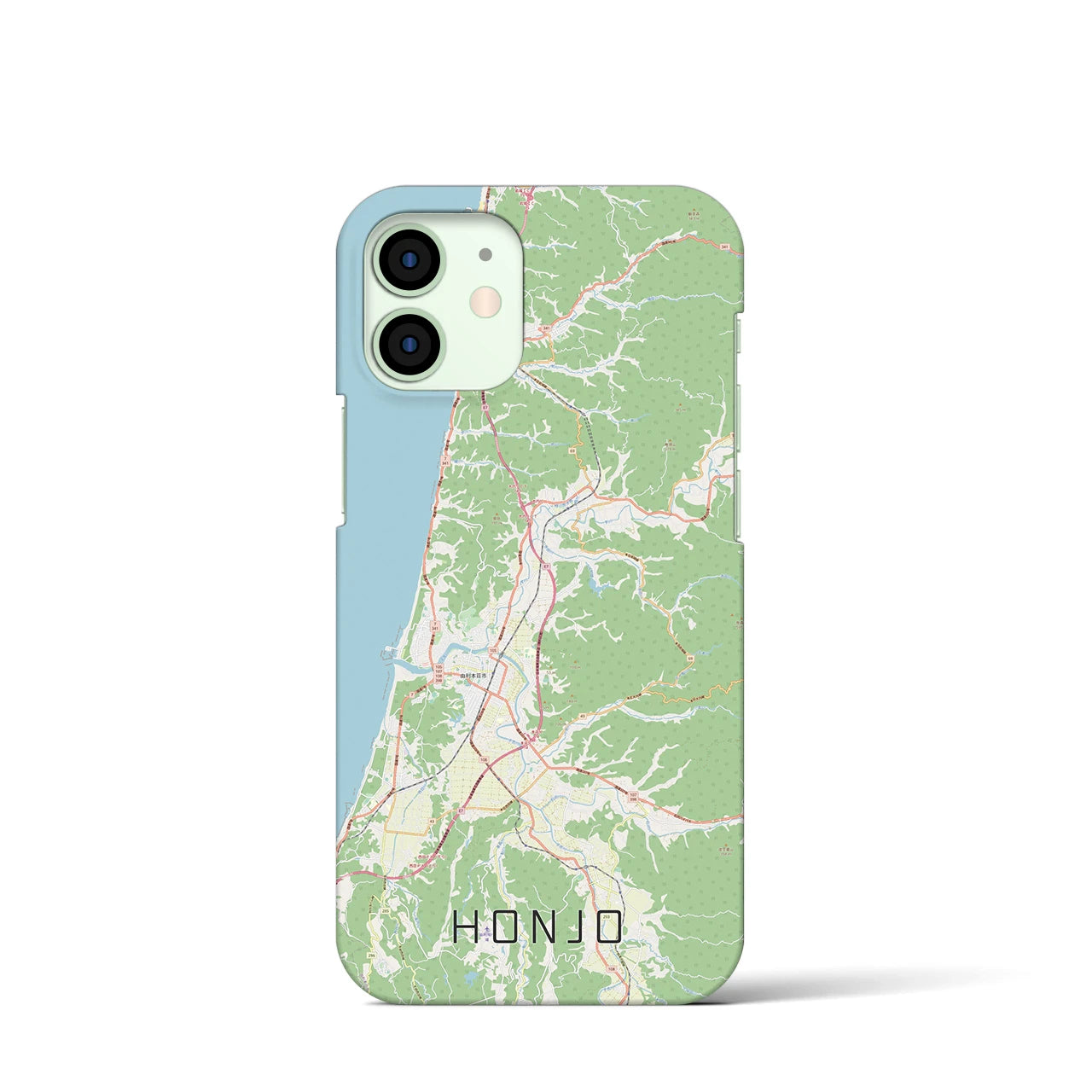 【本荘】地図柄iPhoneケース（バックカバータイプ・ナチュラル）iPhone 12 mini 用