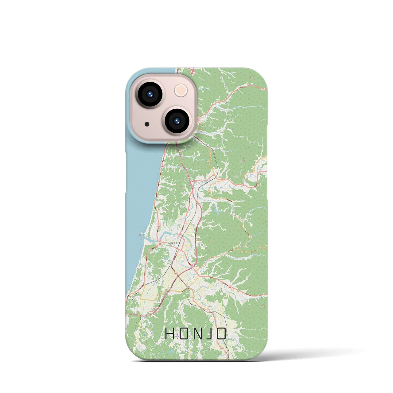 【本荘】地図柄iPhoneケース（バックカバータイプ・ナチュラル）iPhone 13 mini 用