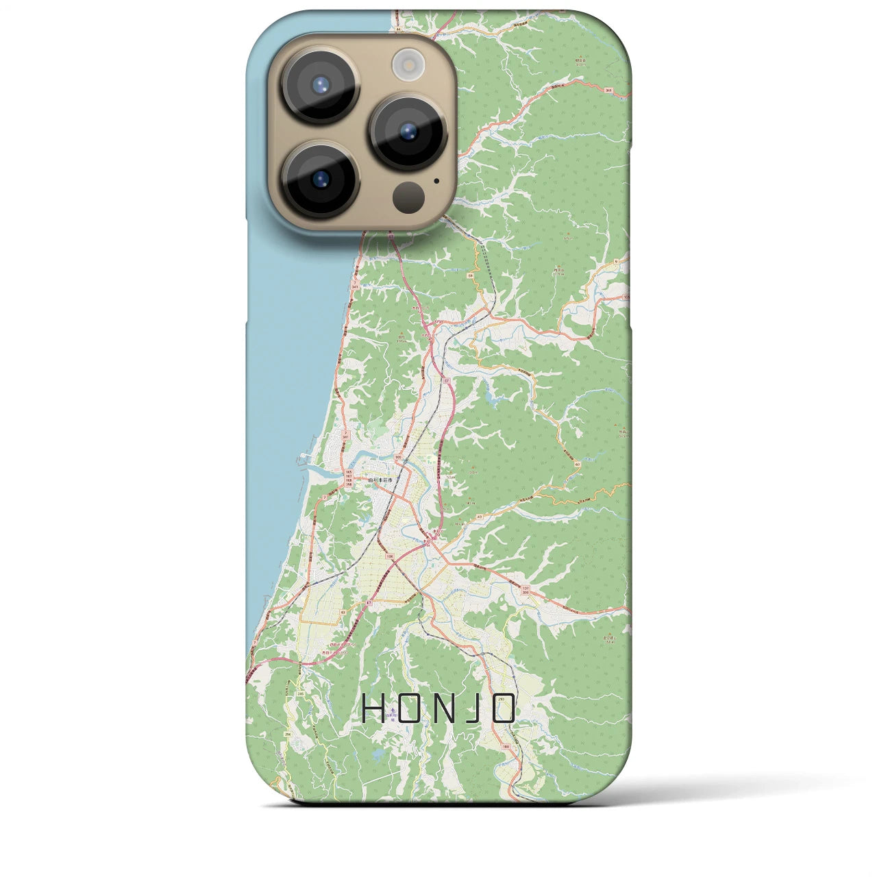 【本荘】地図柄iPhoneケース（バックカバータイプ・ナチュラル）iPhone 14 Pro Max 用