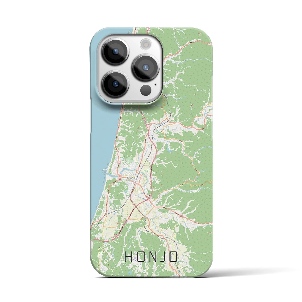 【本荘】地図柄iPhoneケース（バックカバータイプ・ナチュラル）iPhone 14 Pro 用