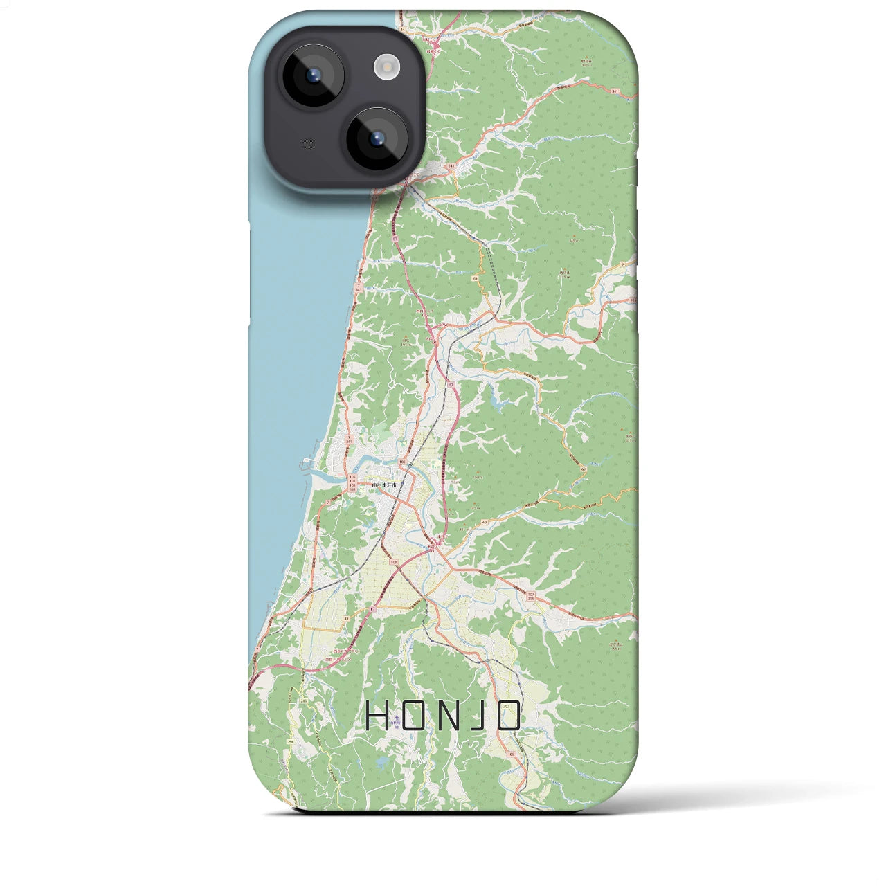 【本荘】地図柄iPhoneケース（バックカバータイプ・ナチュラル）iPhone 14 Plus 用