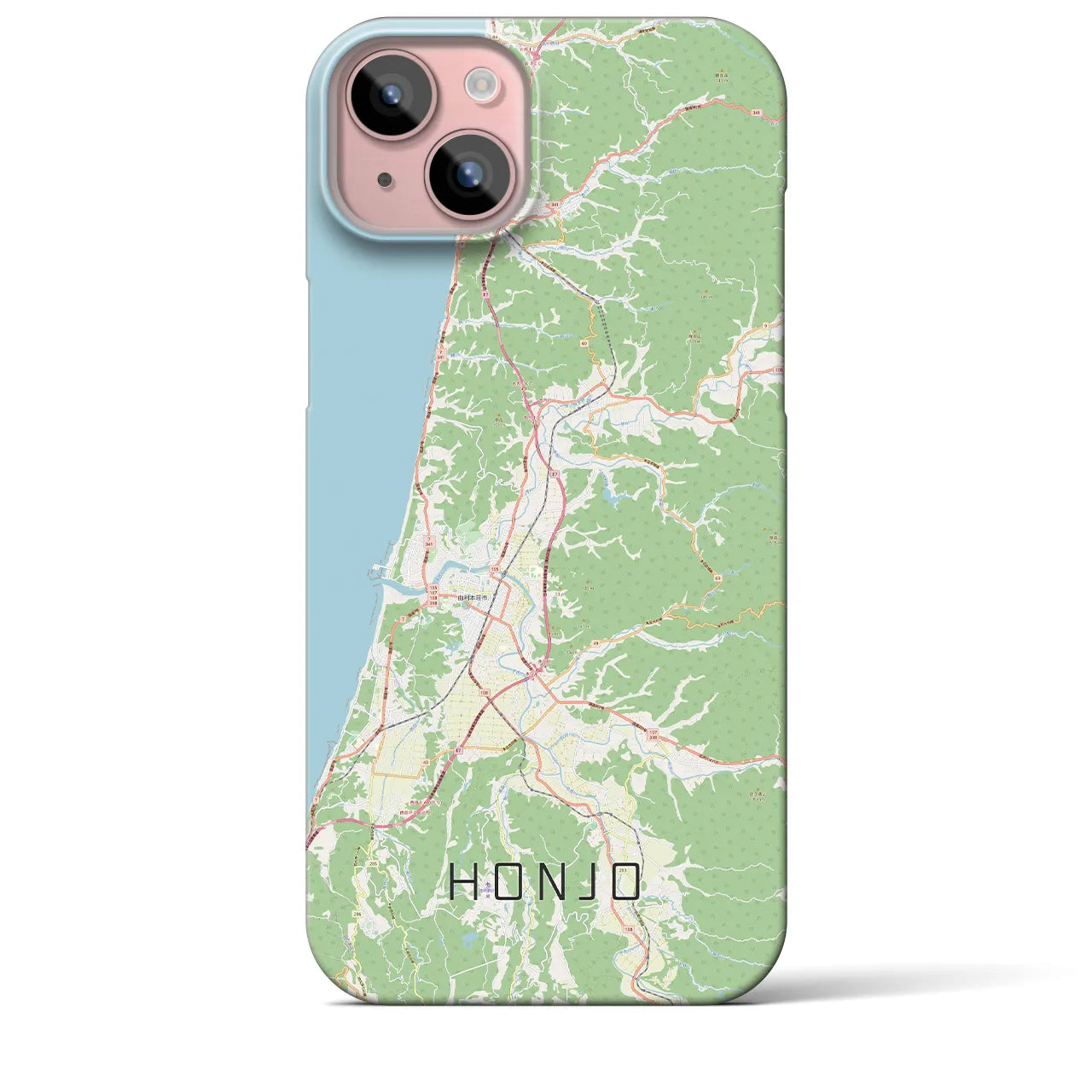 【本荘】地図柄iPhoneケース（バックカバータイプ・ナチュラル）iPhone 15 Plus 用