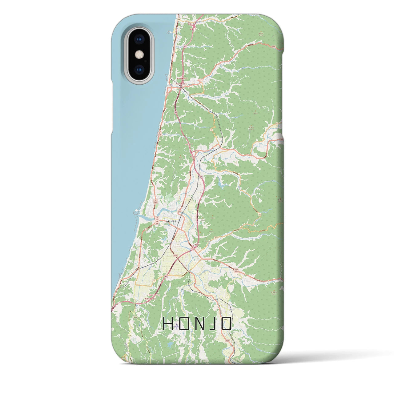 【本荘】地図柄iPhoneケース（バックカバータイプ・ナチュラル）iPhone XS Max 用