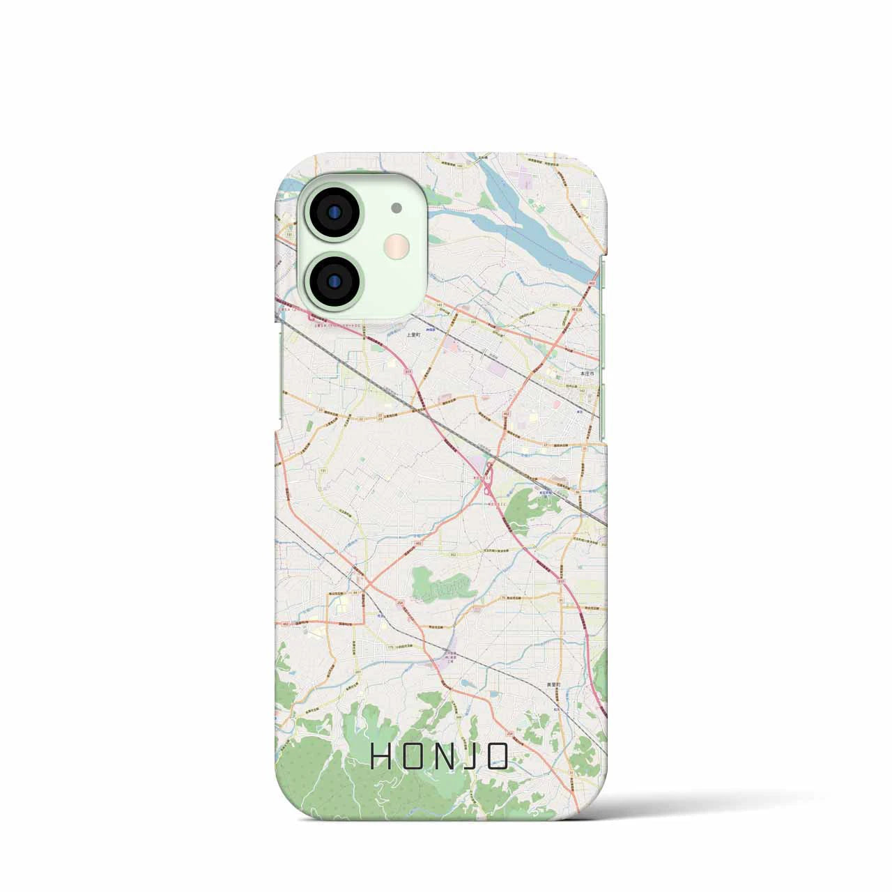 【本庄】地図柄iPhoneケース（バックカバータイプ・ナチュラル）iPhone 12 mini 用