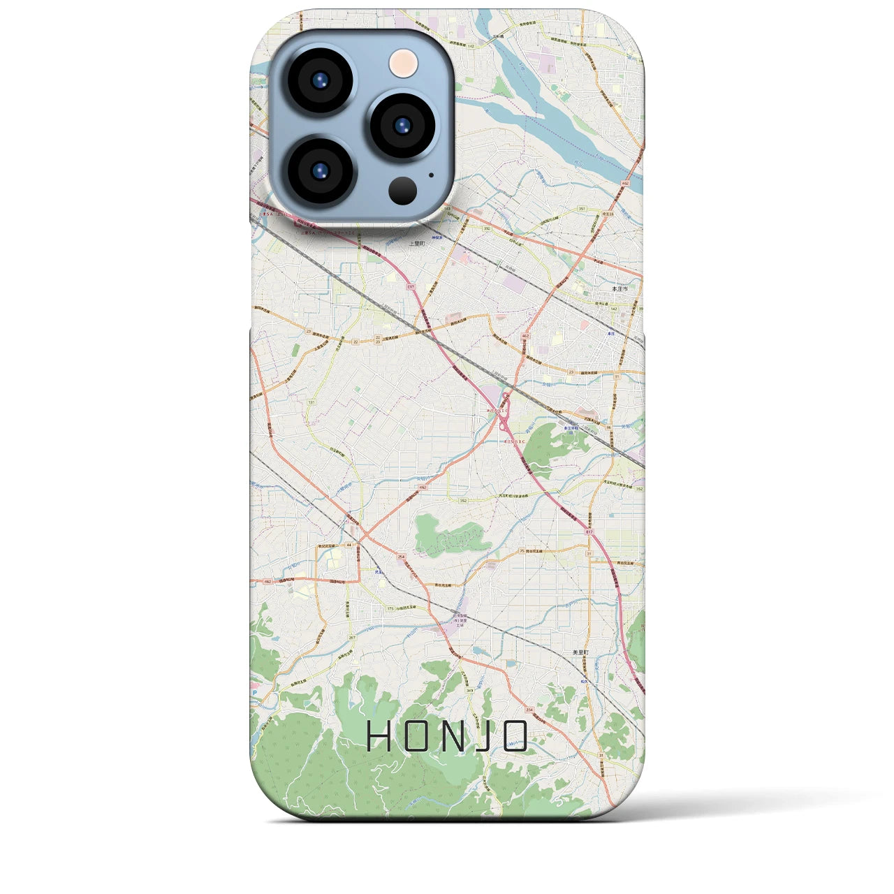 【本庄】地図柄iPhoneケース（バックカバータイプ・ナチュラル）iPhone 13 Pro Max 用