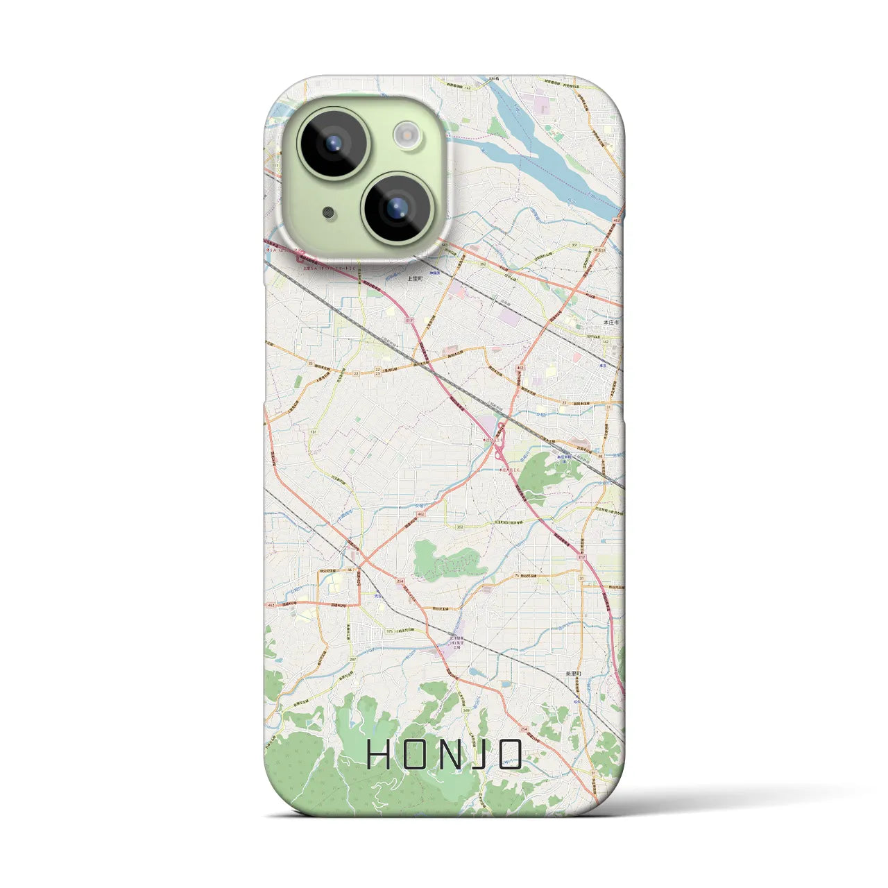 【本庄】地図柄iPhoneケース（バックカバータイプ・ナチュラル）iPhone 15 用