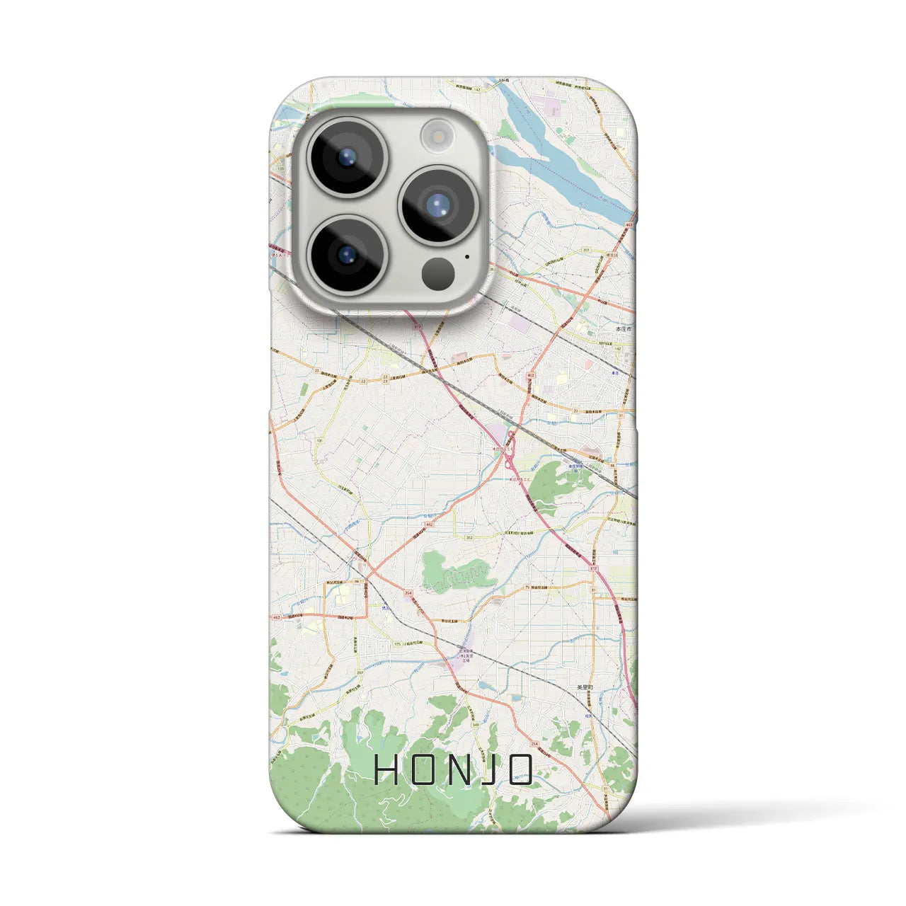 【本庄】地図柄iPhoneケース（バックカバータイプ・ナチュラル）iPhone 15 Pro 用